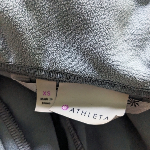Athleta Womens Swara Fleece Jacket Gray Blue Long Full Zip Hooded Extra Small XS - Picture 6 of 7